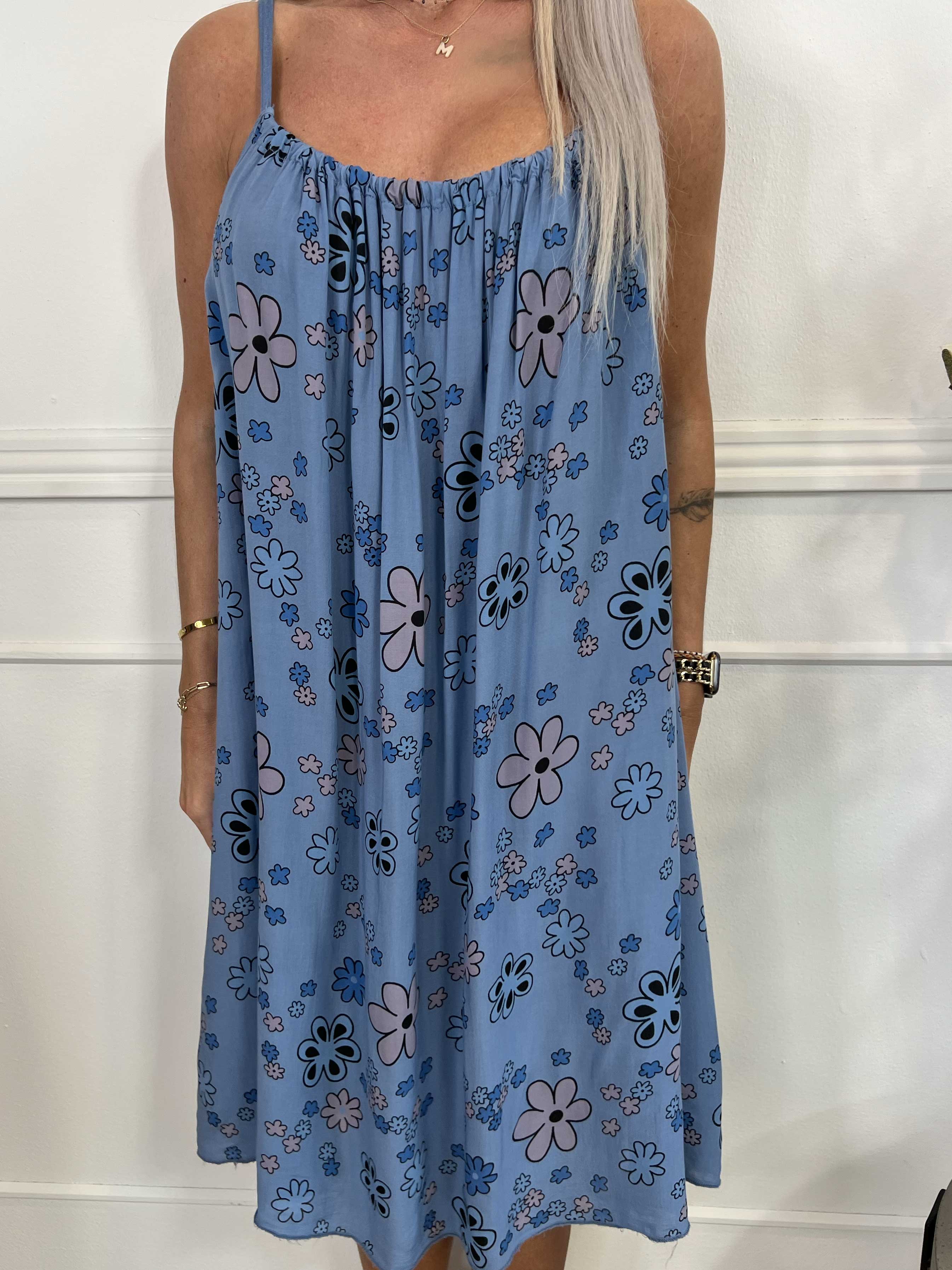 Sunshines Flower - Lätt viskosklänning med blommigt tryck